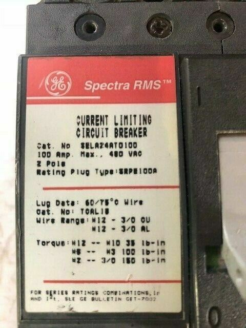 GE CIRCUIT BREAKER CAT# SELA24AT0100 100 AMP 240 VOLT 2 POLE