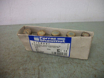 FERRAZ-SHAWMUT BOX OF 5 SEMICONDUCTOR FUSES 598.0508 50AMP 500VOLT NIB