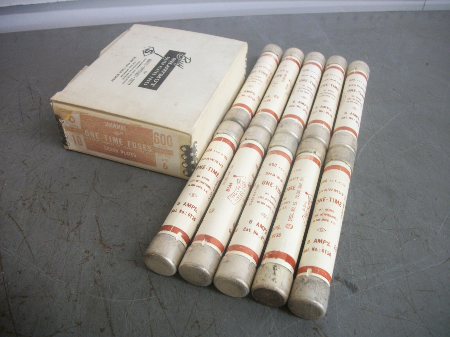 GOULD SHAWMUT BOX OF 10 ONE-TIME FUSES OTS6 6AMP 600VOLT NIB