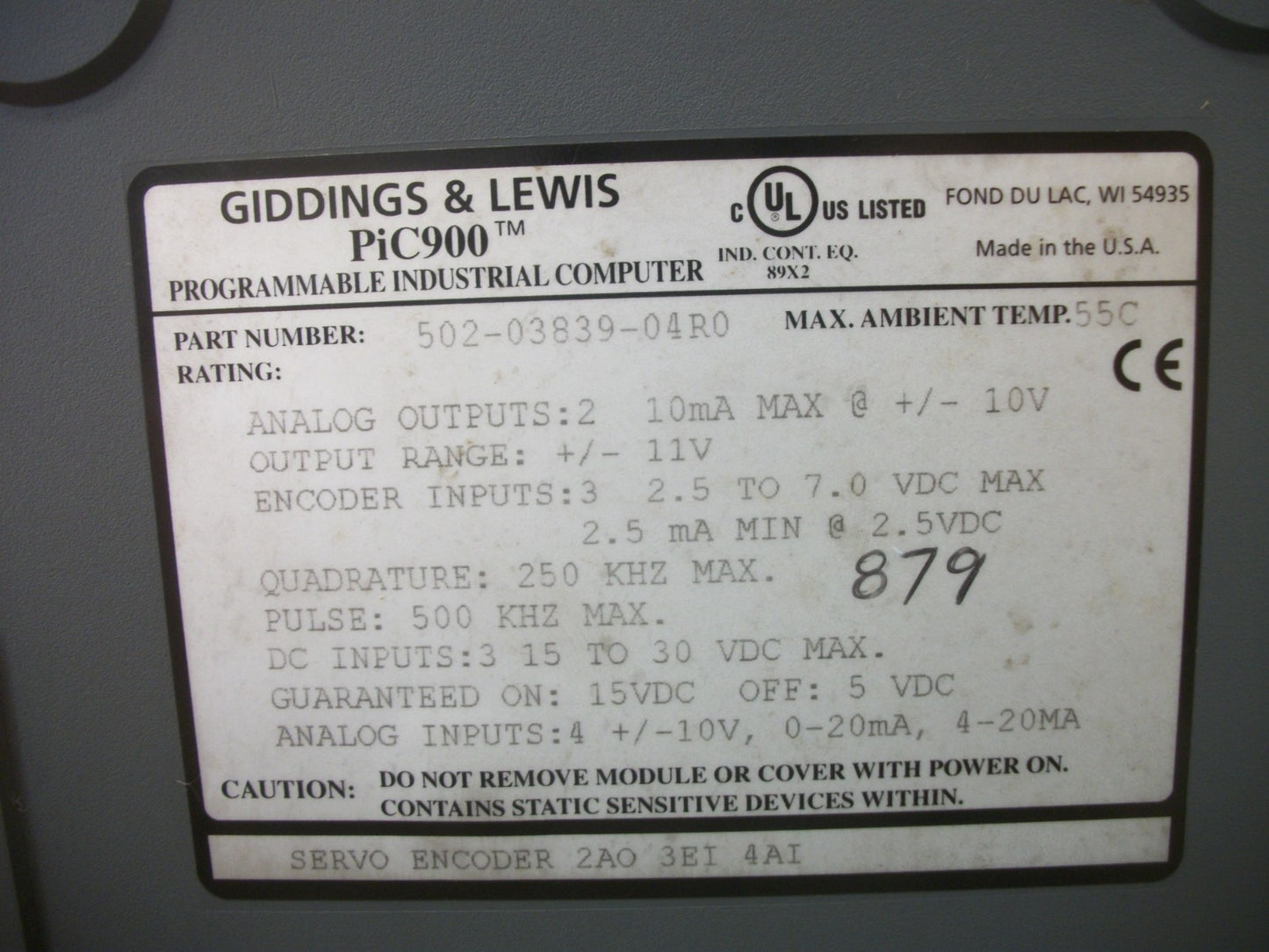 GIDDINGS & LEWIS PiC900 SERVO ENCODER MODULE 502-03839-04R0