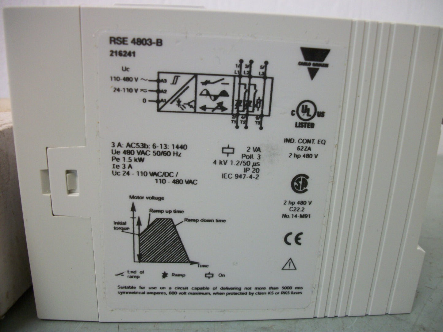 CARLO GAVAZZI AC SEMICONDUCTOR MOTOR CONTROLLER RSE4803-B 2HP 480VOLT 3AMP NIB