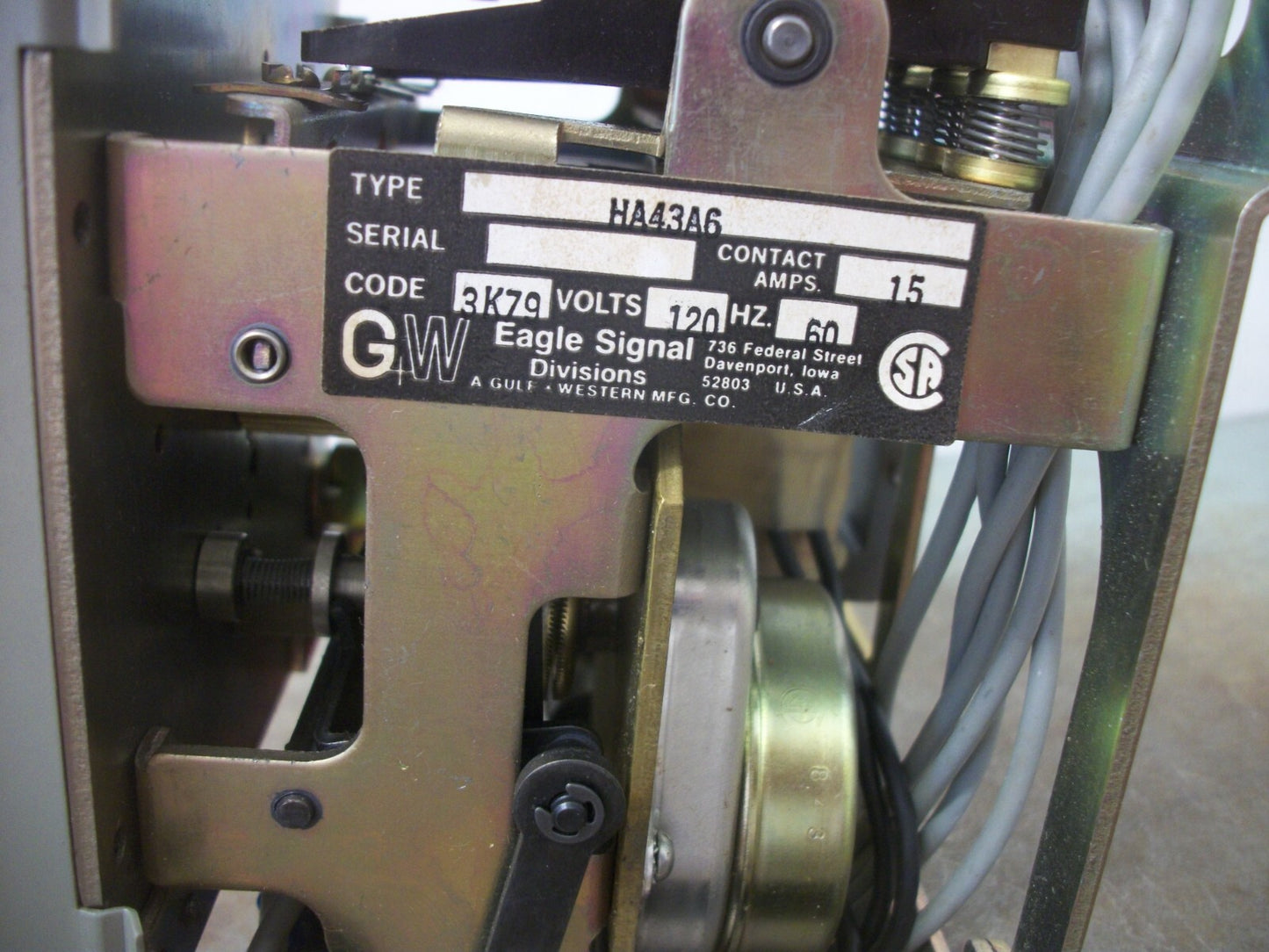 EAGLE SIGNAL MICROFLEX TIMER HA43A6 15AMP 120VCOIL NOB