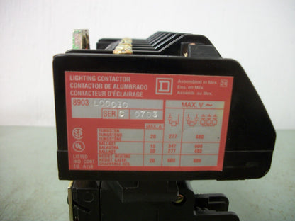 SQUARE D 30AMP 10POLE LIGHTING CONTACTOR 8903LO0010 120VCOIL