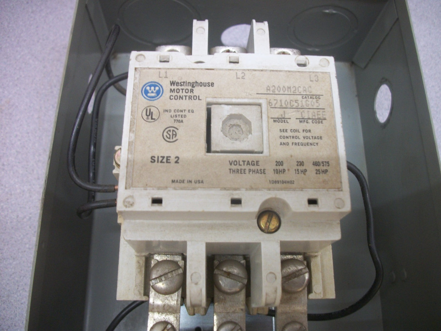 WESTINGHOUSE ENCL SIZE 2 MOTOR STARTER A200M2CAC 240VCOIL 3PH 600V 25HP