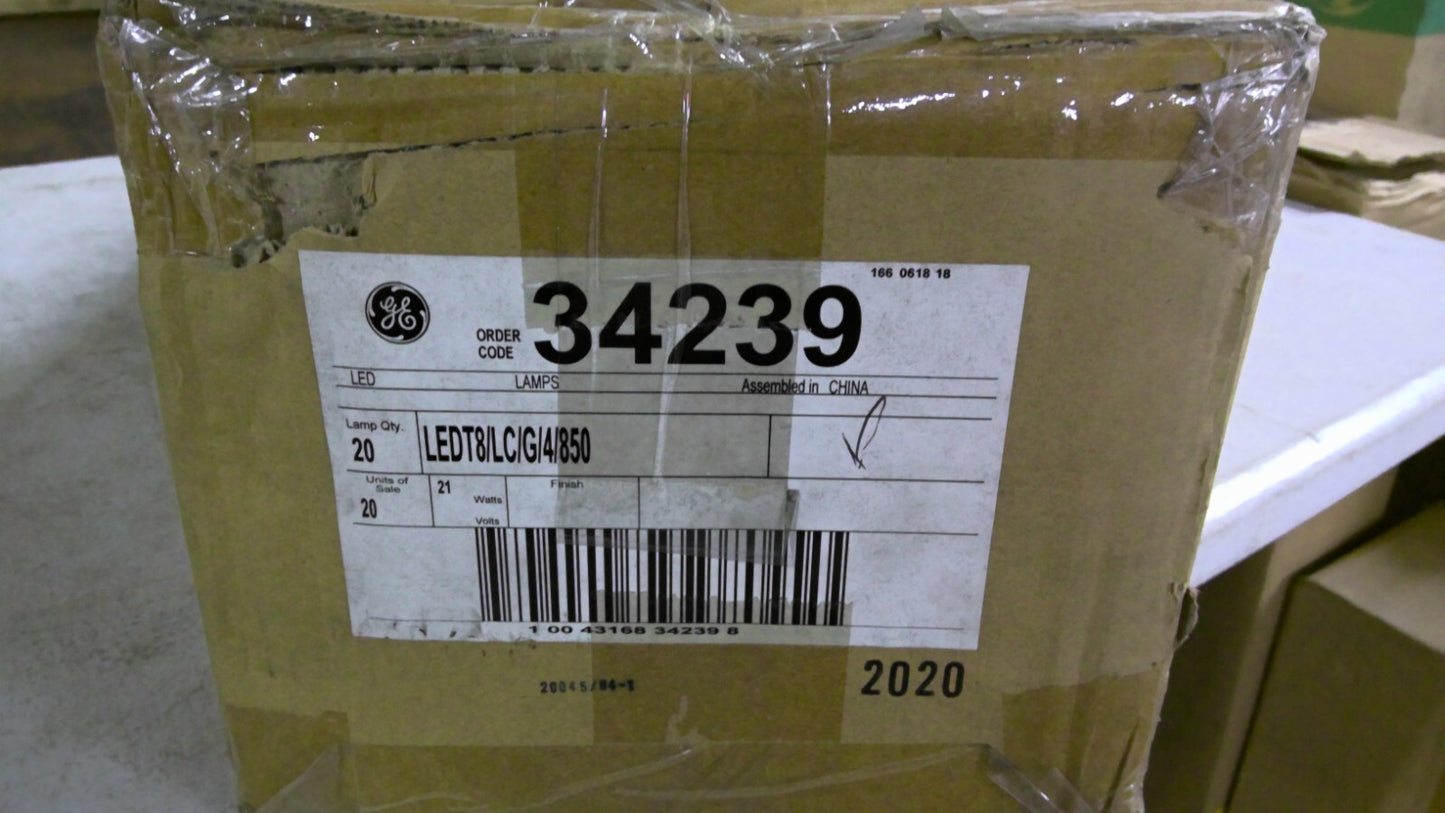 GE 34239 BOX OF 20 4' T8 BULBS LEDT8/LC/G/4/850 21W NIB