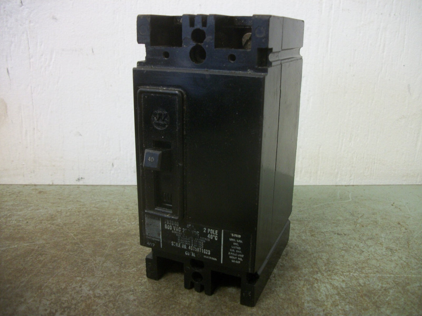 WESTINGHOUSE FB CIRCUIT BREAKER FB2040 40AMP 600VOLT 2POLE