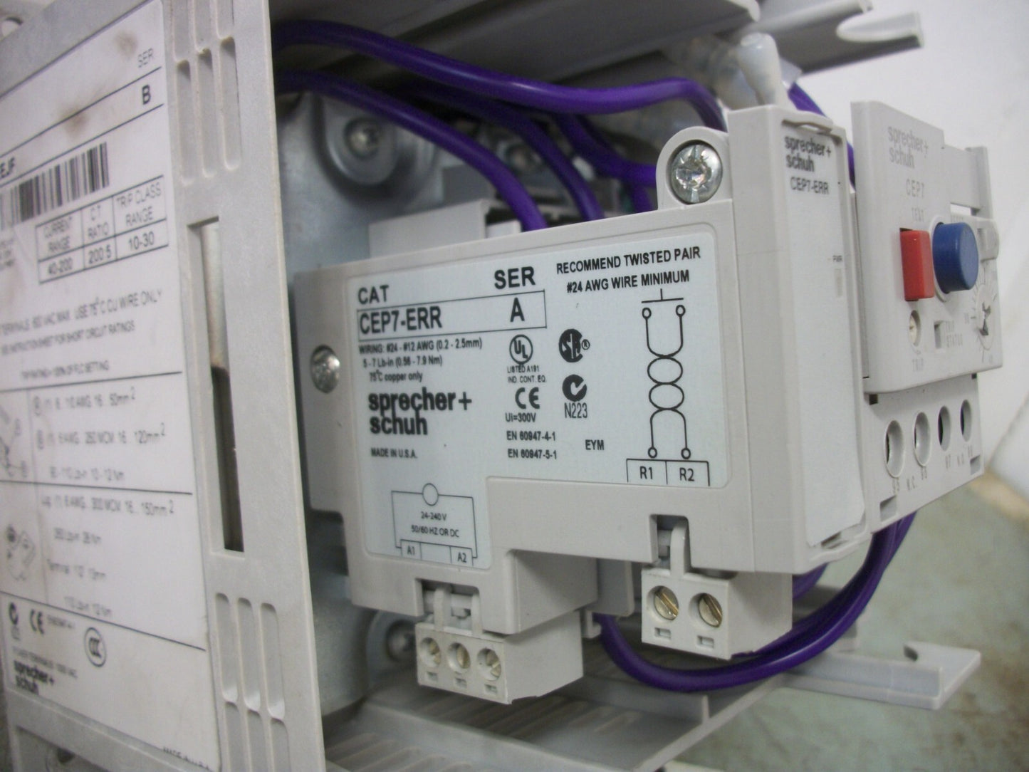 SPRECHER+SCHUH OVERLOAD RELAY CEP7-EEJF CEP7-ERR 40-200AMP