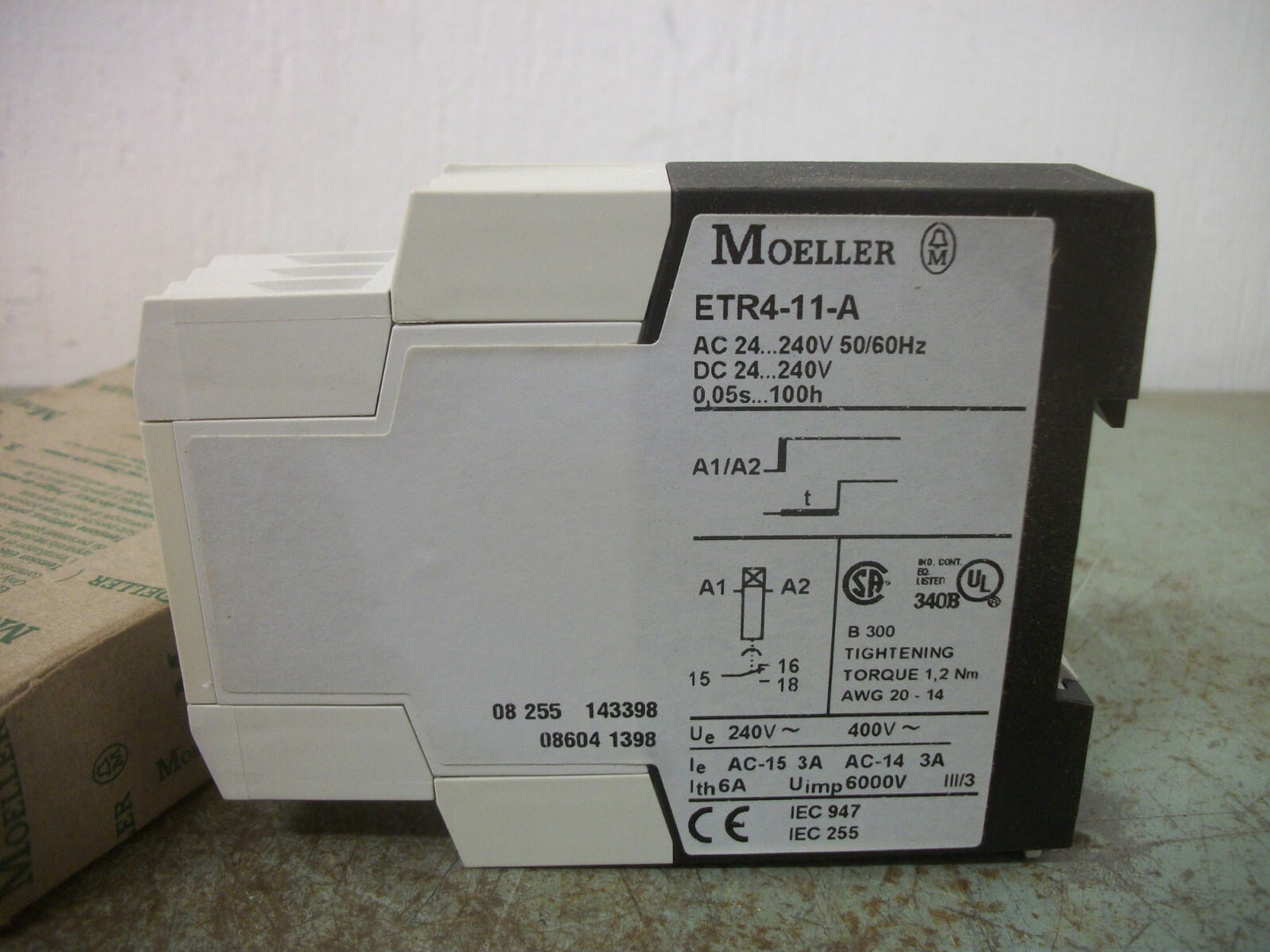 KLOCKNER-MOELLER ELECTRONIC TIMING RELAY ETR4-11-A 0.05S-100H 24-240VOLT NIB
