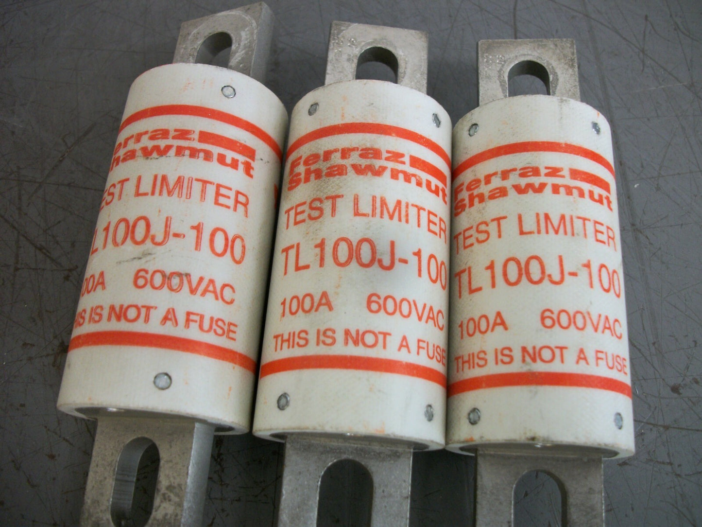 FERRAZ-SHAWMUT LOT OF 3 TEST LIMITER FUSES TL100J-100 100AMP 600VOLT