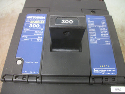 MITSUBISHI NO-FUSE BREAKER NF400-SP 300AMP 690VOLT 3POLE NIB