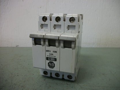 ALLEN-BRADLEY MOTOR CIRCUIT BREAKER 1492-CB3G005 0.5AMP 480VOLT 3POLE