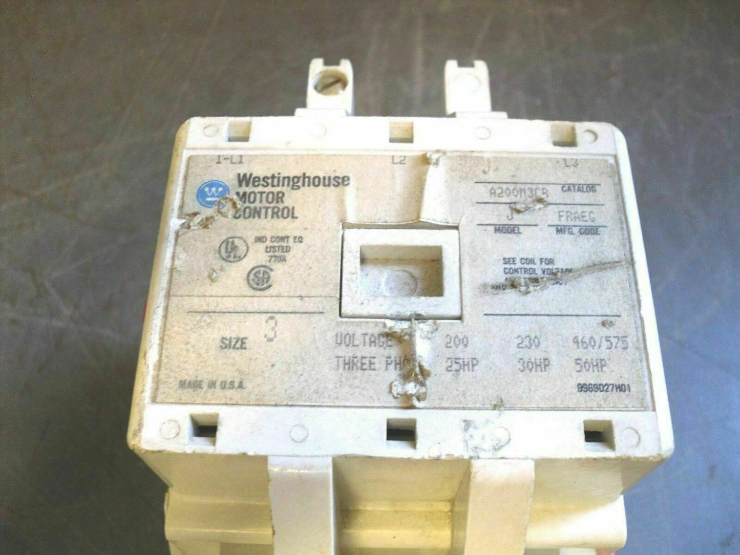 WESTINGHOUSE SIZE 3 MOTOR STARTER A200M3CAC 120VCOIL 3PH 600VOLT 50HP WHITE