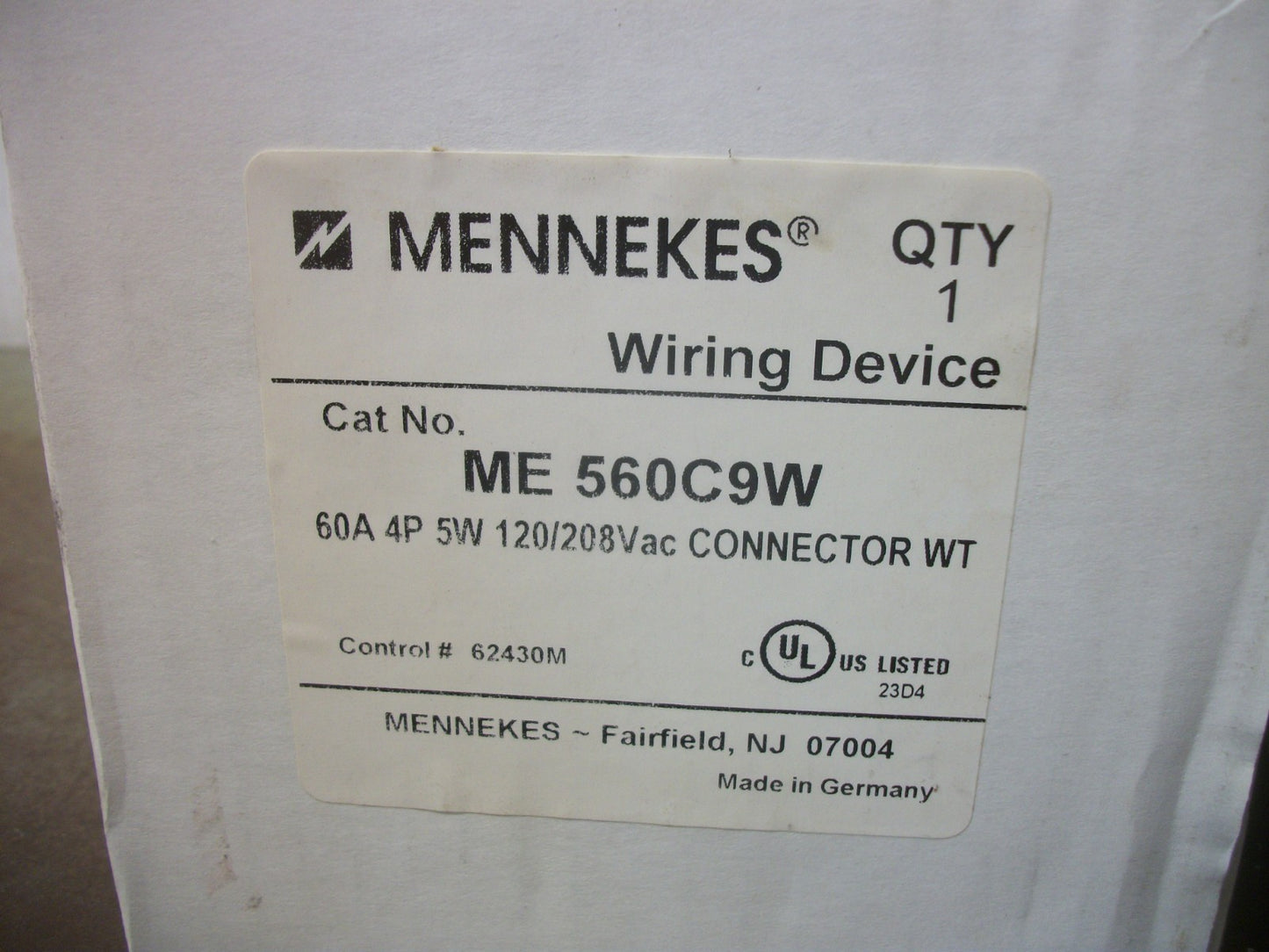 MENNEKES PIN & SLEEVE CONNECTOR ME560C9W 60AMP 120/208VOLT 4P 5W NIB