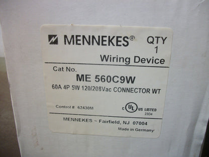 MENNEKES PIN & SLEEVE CONNECTOR ME560C9W 60AMP 120/208VOLT 4P 5W NIB