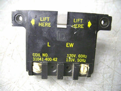SQUARE D MAGNETIC COIL FOR SIZE 0-1 31041-400-42 120VCOIL