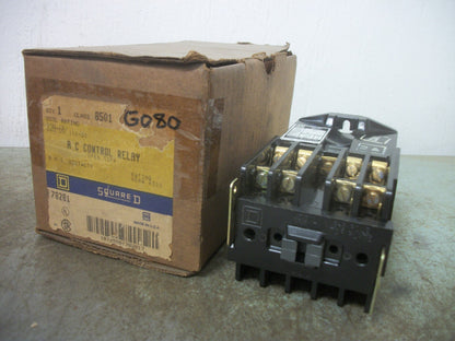SQUARE D AC CONTROL RELAY 8501GO80 120VCOIL NIB