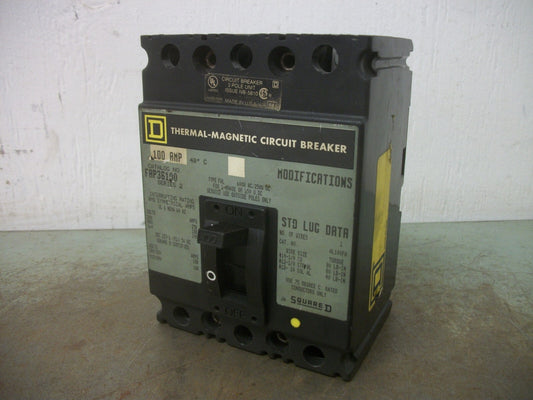 SQUARE D FAP CIRCUIT BREAKER FAP36100 100AMP 600VOLT 3POLE GRAY