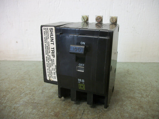 SQUARE D QOB CIRCUIT BREAKER QOB31001021 100AMP 240VOLT 3POLE W/SHUNT