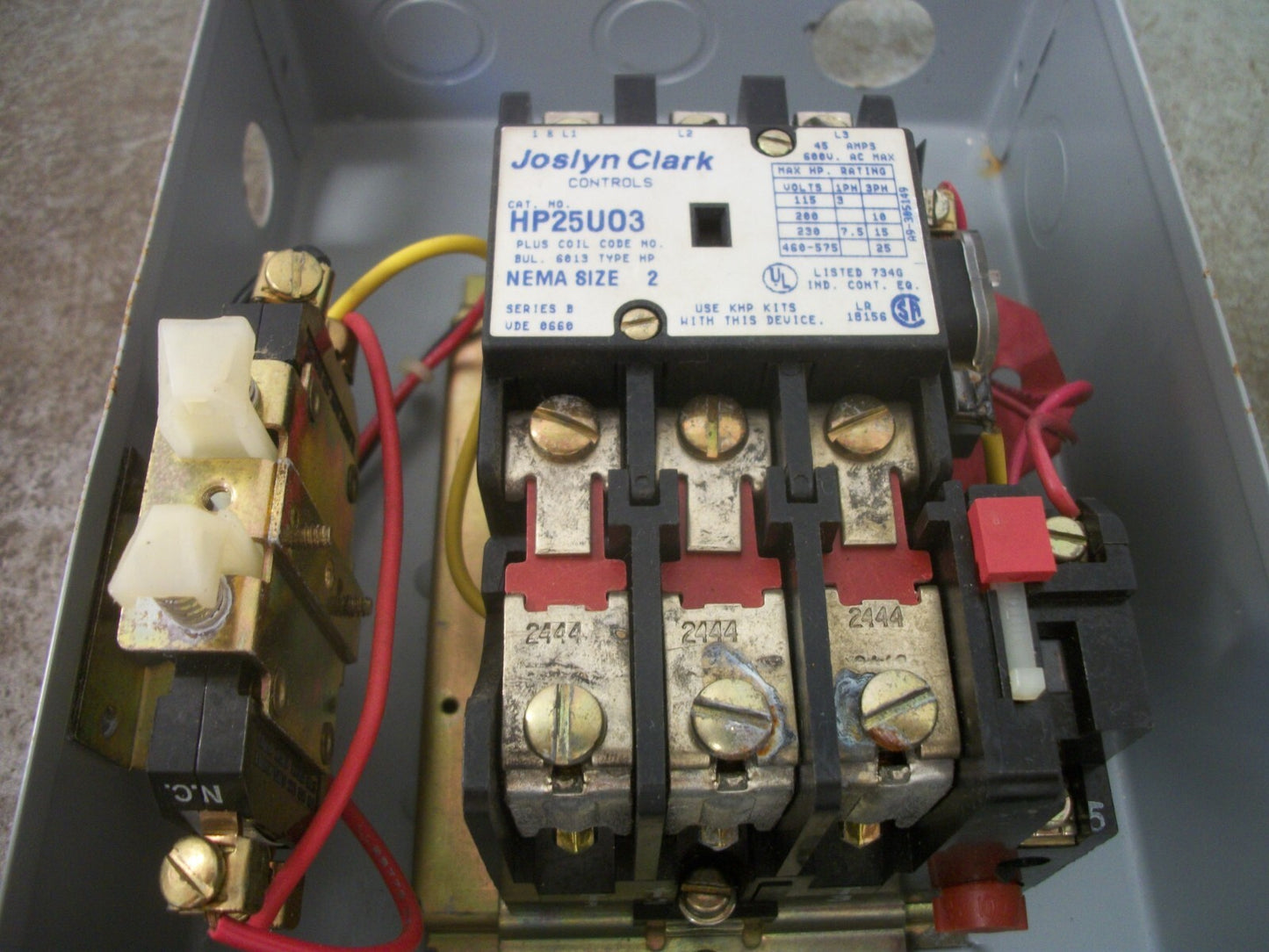 JOSLYN CLARK ENCL SIZE 2 MOTOR STARTER HP25U03 240VCOIL 45AMP 600VOLT 3PH 25HP