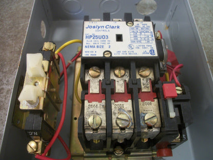 JOSLYN CLARK ENCL SIZE 2 MOTOR STARTER HP25U03 240VCOIL 45AMP 600VOLT 3PH 25HP