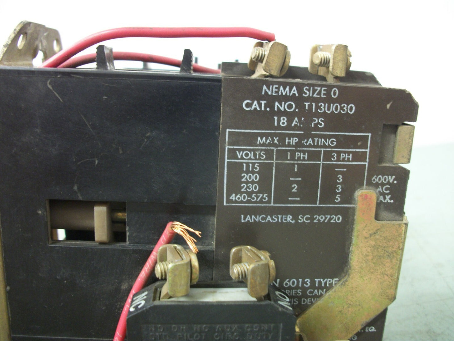 JOSLYN CLARK SIZE 0 MOTOR STARTER T13U030 18AMP 240VCOIL 3PH 600V 5HP