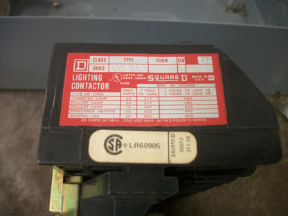 SQUARE D ENCL 30AMP 8POLE LIGHTING CONTACTOR 8903LX080 120VCOIL