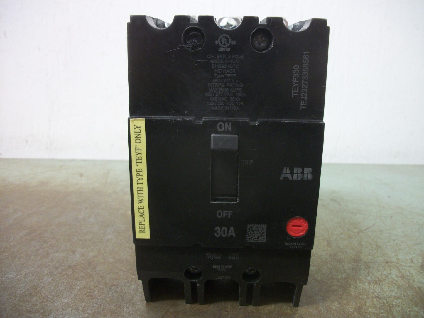 GE TEYF CIRCUIT BREAKER TEYF330 30AMP 480VOLT 3POLE