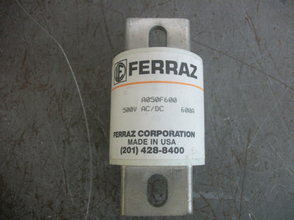 FERRAZ-SHAWMUT PROTISTOR FUSE A050F600 600AMP 500VOLT NOB