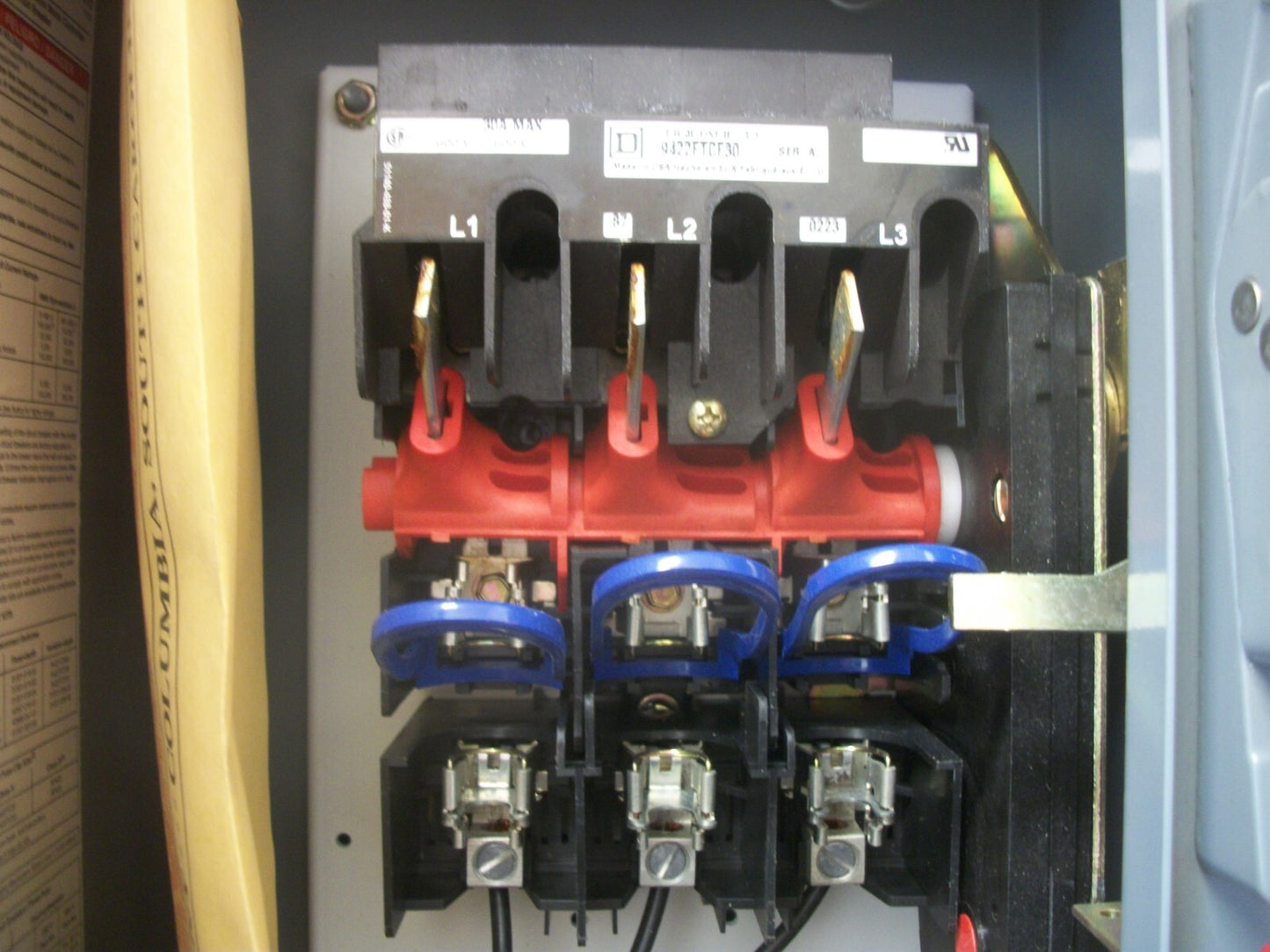 SQUARE D STARTER COMBO SIZE 0 8536SBO2H20S 120VCOIL 30AMP FUSIBLE MOTORLOGIC NOB