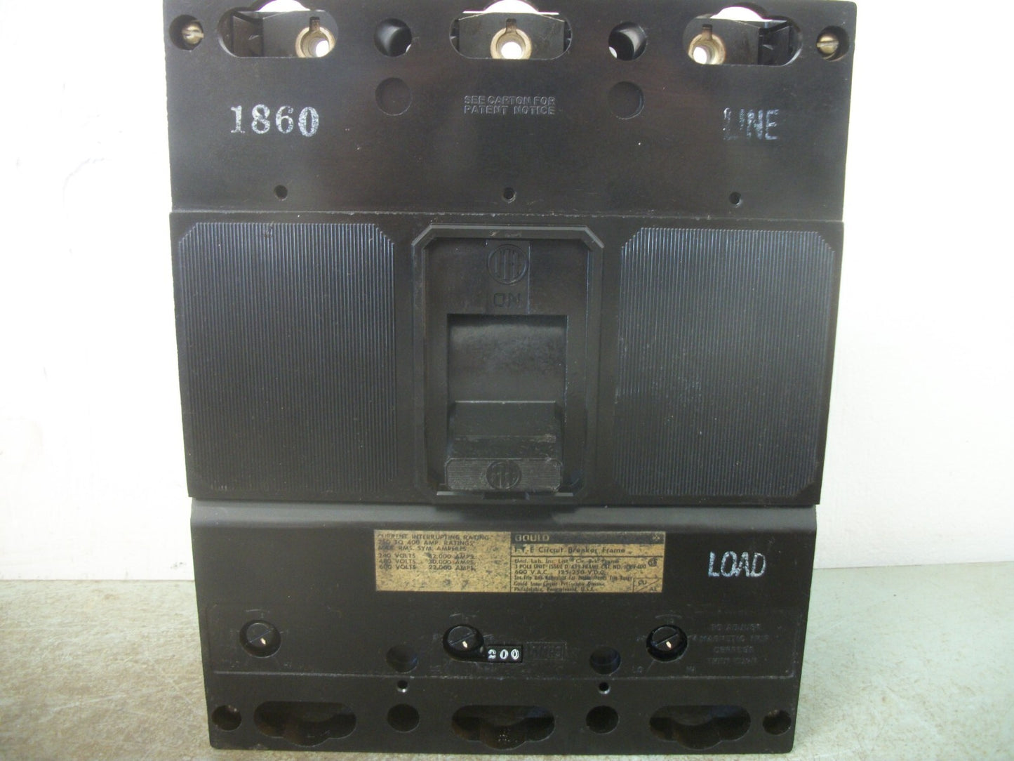 SIEMENS ITE JL3 CIRCUIT BREAKER JL3F400 400AMP 600VOLT 3POLE W/200A TRIP