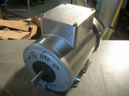 RELIANCE SUPER-CLEAN 1/3HP 1PH SS AC MOTOR FC56 TEFC E79C6183M 115VOLT 1140RPM