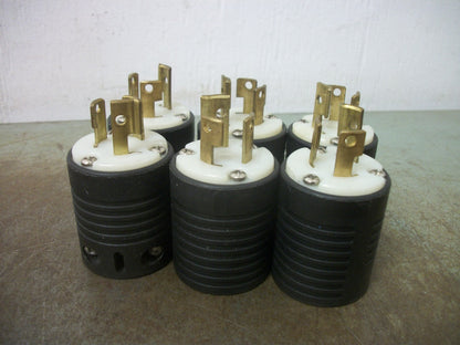 PASS & SEYMOUR LOT OF 6 TURNLOK PLUGS L6-15P 15AMP 250VOLT 2P 3W GRND