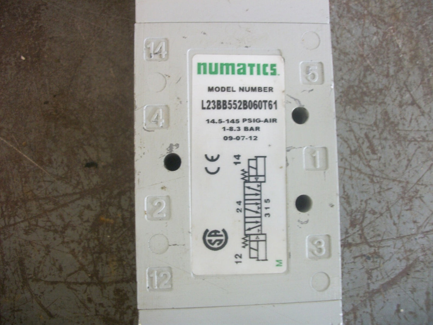 NUMATICS SOLENOID PNEUMATIC CONTROL VALVE L23BB552B060T61 14.5-145PSIG