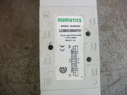 NUMATICS SOLENOID PNEUMATIC CONTROL VALVE L23BB552B060T61 14.5-145PSIG