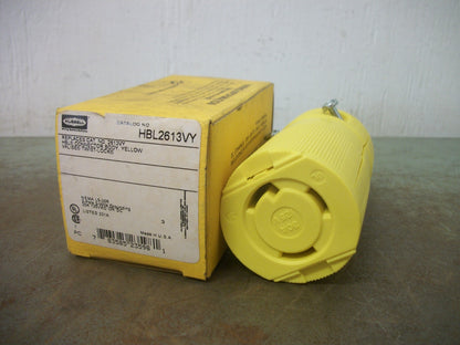 HUBBELL YELLOW TWIST-LOCK CONNECTOR BODY HBL2613VY 30AMP 125VOLT 2P 3W GRND NIB