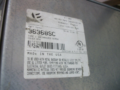 E-BOX 36 X 36 X 8 GALVANIZED SCREW COVER BOX ENCLOSURE TYPE 1 36368SC