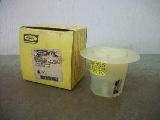 HUBBELL TWIST-LOCK FLANGED RECEPTACLE HBL4785C 15AMP 277VOLT 2P 3W GRND NIB