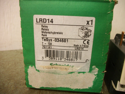 TELEMECANIQUE THERMAL OVERLOAD RELAY LRD14 7-10AMP NIB