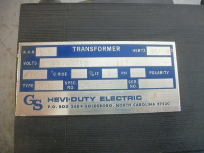 FINCOR 1KVA 1PH TRANSFORMER 1039818-03 HV 190X460 LV 115