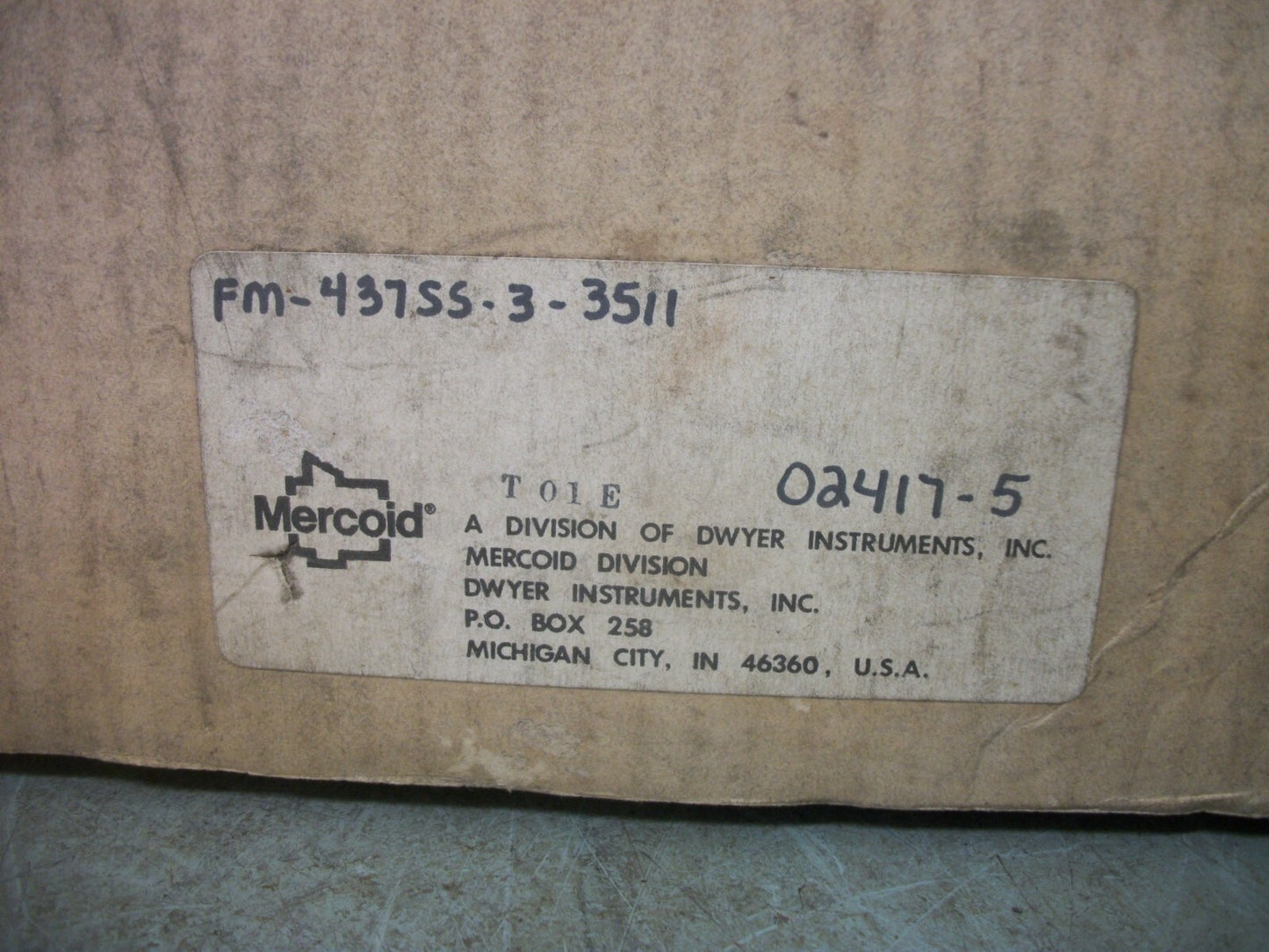 DWYER MERCOID MERCURY SWITCH TEMPERATURE CONTROL FM-437SS-3-3511 NIB