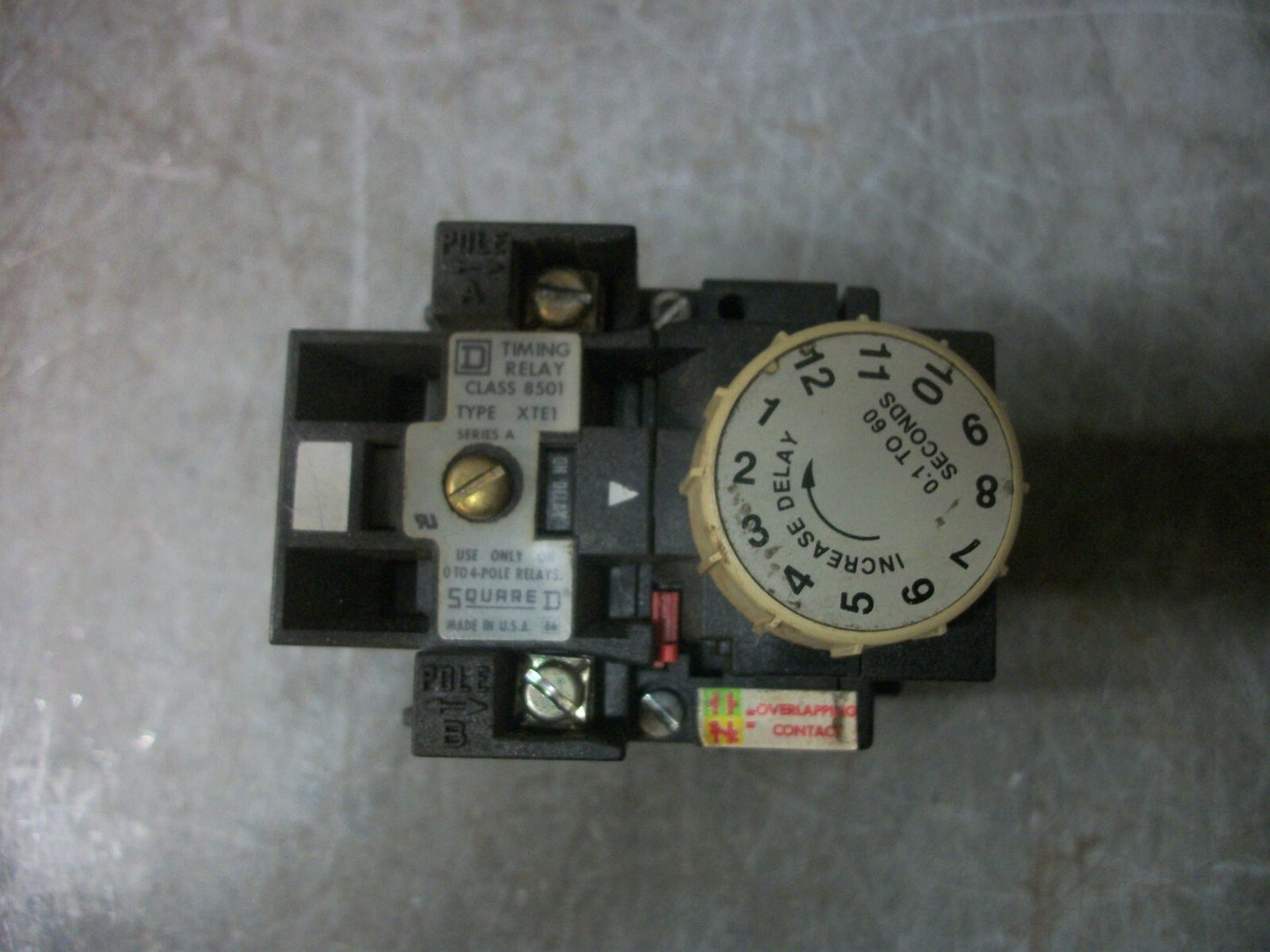 SQUARE D CONTROL RELAY 8501XO40 480VCOIL W/TIMING RELAY ATTACHMENT 8501XTE1