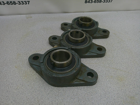 PEER LOT OF 3 2-BOLT FLANGE PILLOW BLOCK BEARINGS FT206 1-1/4
