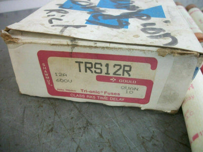 GOULD SHAWMUT BOX OF 10 TRI-ONIC FUSES TRS12R 12AMP 600VOLT NIB