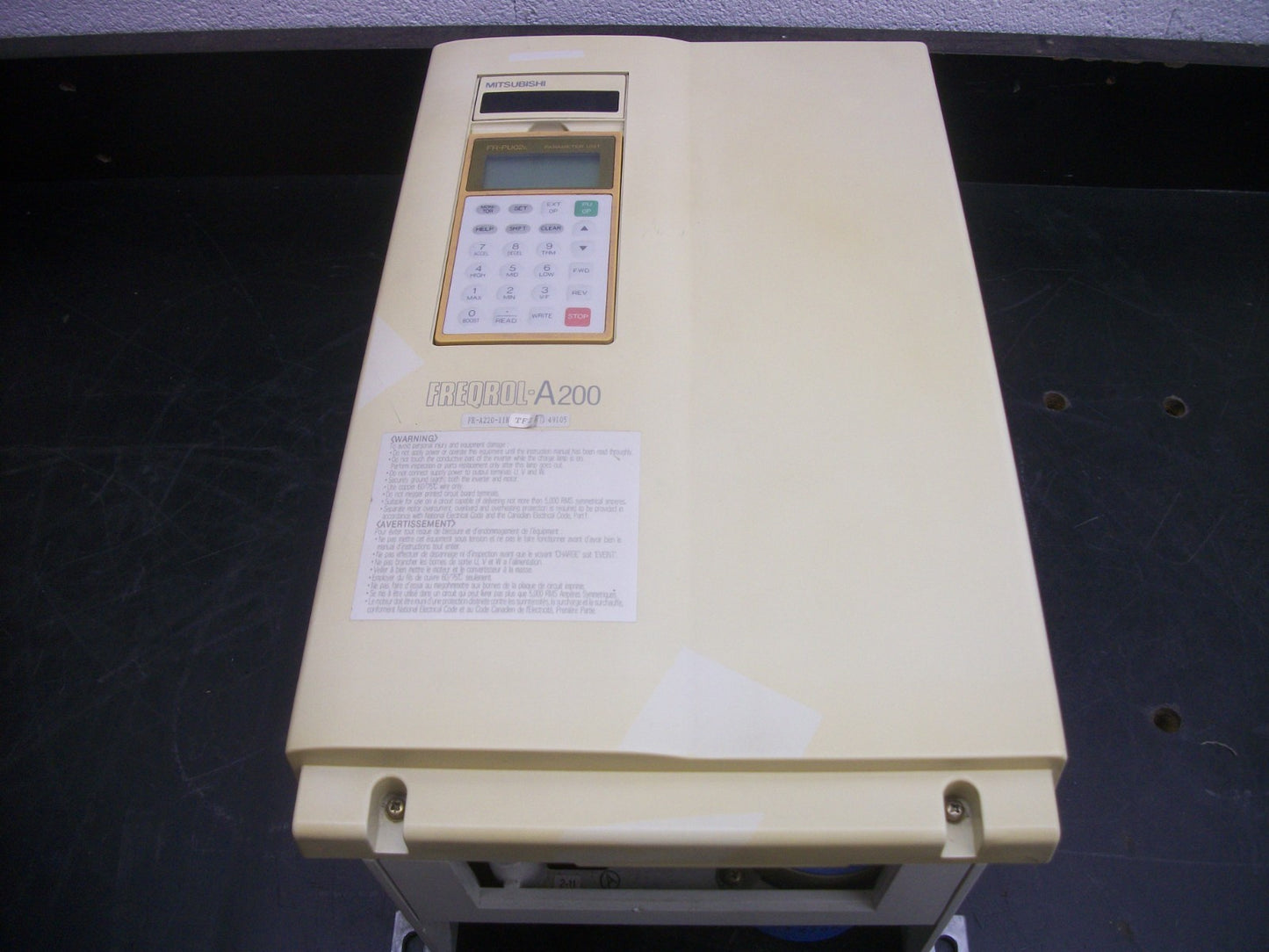 MITSUBISHI FREQROL A200 20HP INVERTER DRIVE FR-A220-11K-TF2 230VOLT 54AMP 3PH