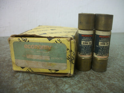 RELIANCE BOX OF 6 ECONOMY RENEWABLE FUSES ERN20 20AMP 250VOLT NIB