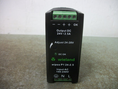 WIELAND WIPOS P1 24-2.5 SWITCHING POWER SUPPLY 81.000.6120.0 24VDC 2.5AMP