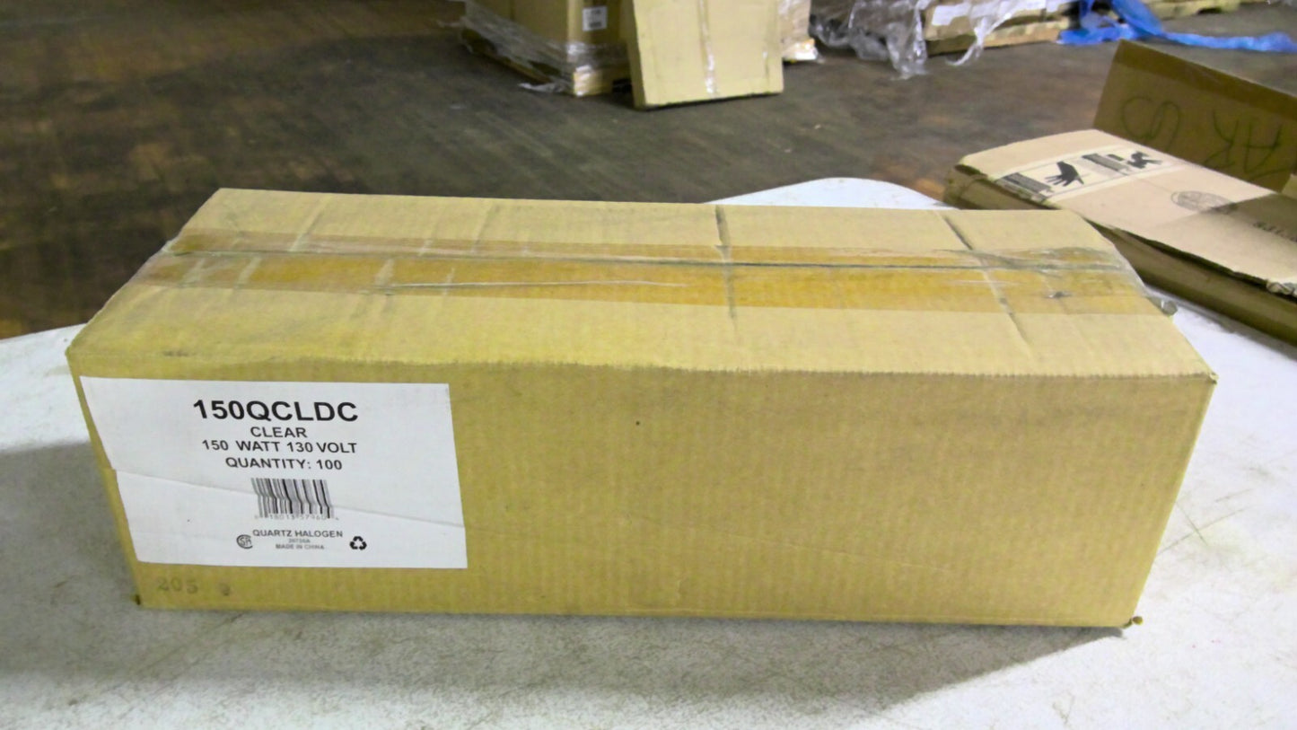 DAMAR 26736A BOX OF 100 CLEAR QUARTZ HALOGEN BULBS 150QCLDC 150W 130V NIB