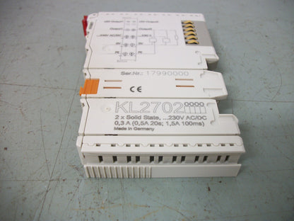 BECKHOFF 2-CHANNEL SOLID STATE RELAY OUTPUT TERMINAL MODULE KL2702