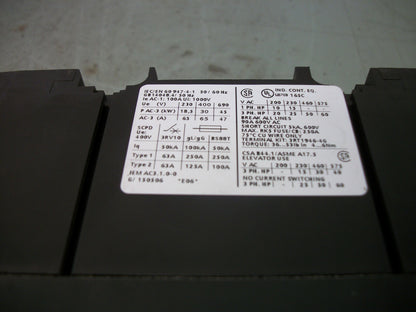 SIEMENS CONTACTOR 3RT1044-1BB40 90AMP 24VCOIL 3PH 600V 60HP
