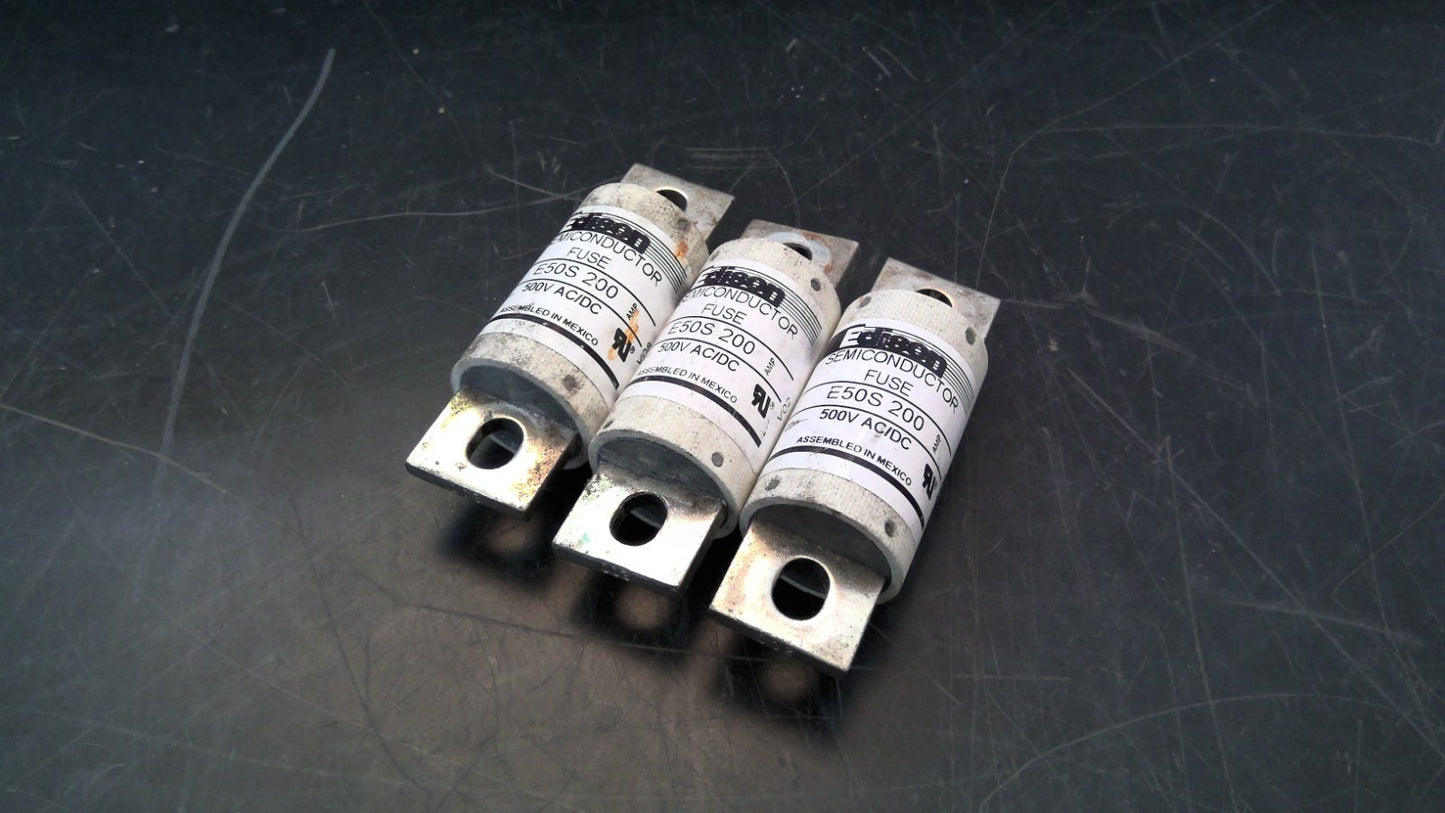 EDISON LOT OF 3 SEMICONDUCTOR FUSES E50S200 200AMP 500VOLT